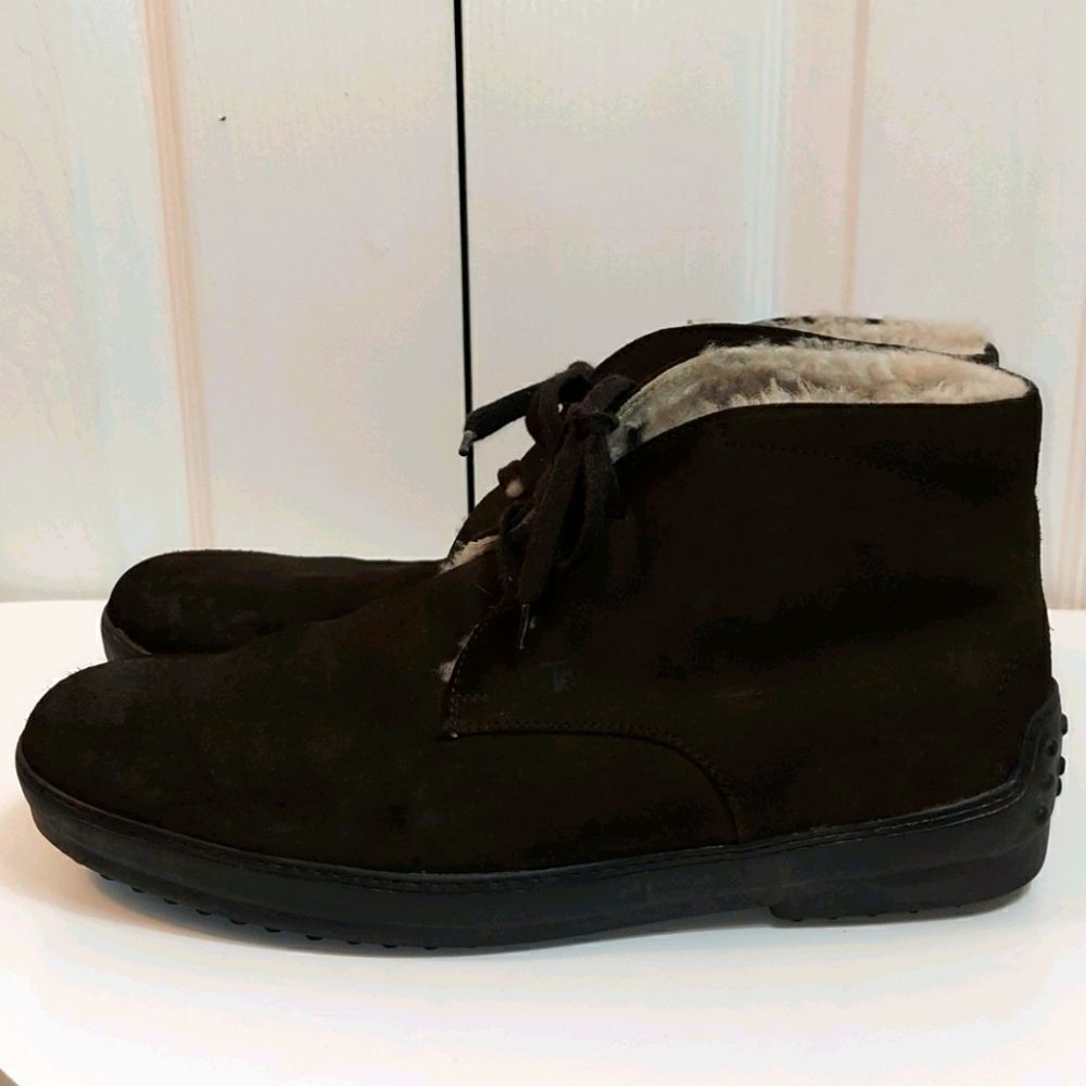 Tod's Shearling Lined Nubuckchukka Boots 9.5 - image 3